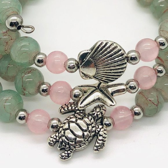 Wrap around Coil Beaded Bracelet - unique, original design - Picture 2 of 2